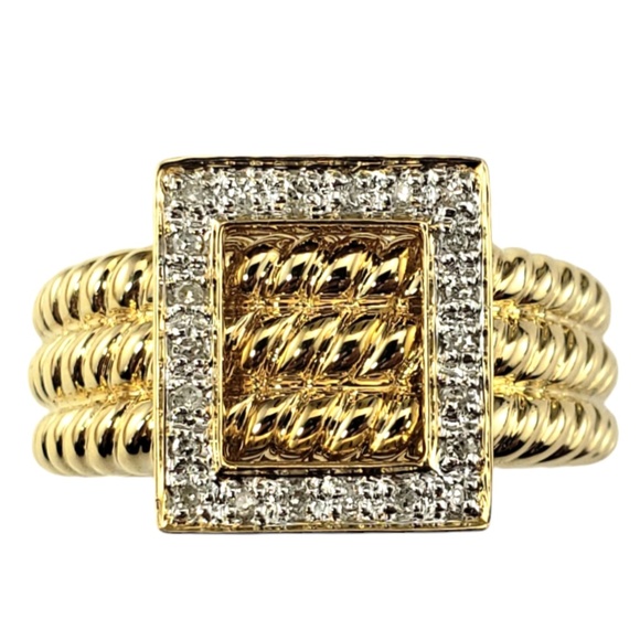 18 Karat Yellow and White Gold Diamond Buckle Ring Size 9 #18810